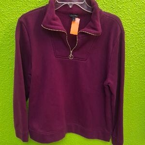 Talbots Women's Burgundy Quarter-Zip Sweater